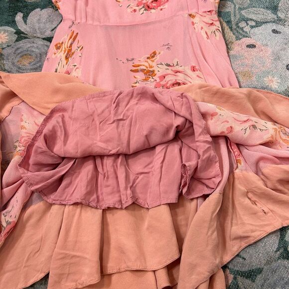 Free People Mini Dress Medium Pink Sleeveless Floral Faded Bloom Sleeveless M - Picture 12 of 16